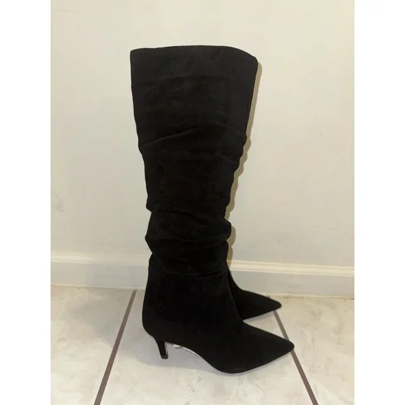 NEW Jessica Simpson Black Suede Slouchy Knee High Kitten Heel Boot Size 6.5 - Picture 7 of 15